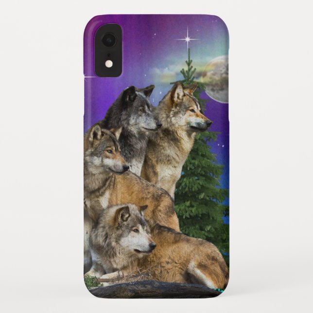 Wolf und Mond Case-Mate iPhone Hülle (Rückseite)