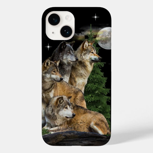 Wolf und Mond Case-Mate iPhone Hülle (Rückseite)