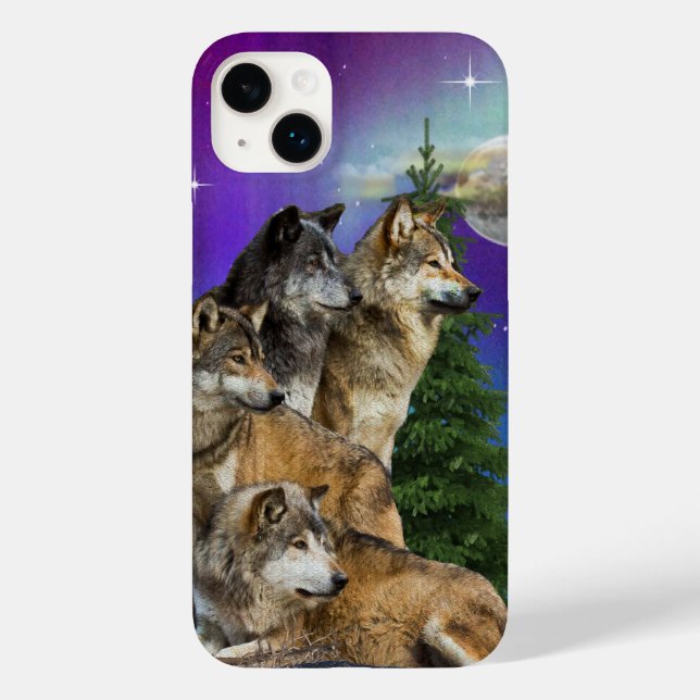 Wolf und Mond Case-Mate iPhone Hülle (Rückseite)