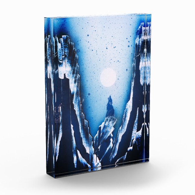 Wolf und Mond Fotoblock (Links)