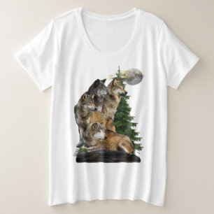 Wolf und Mond Große Größe T-Shirt