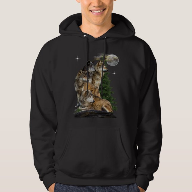 Wolf und Mond Hoodie (Vorderseite)