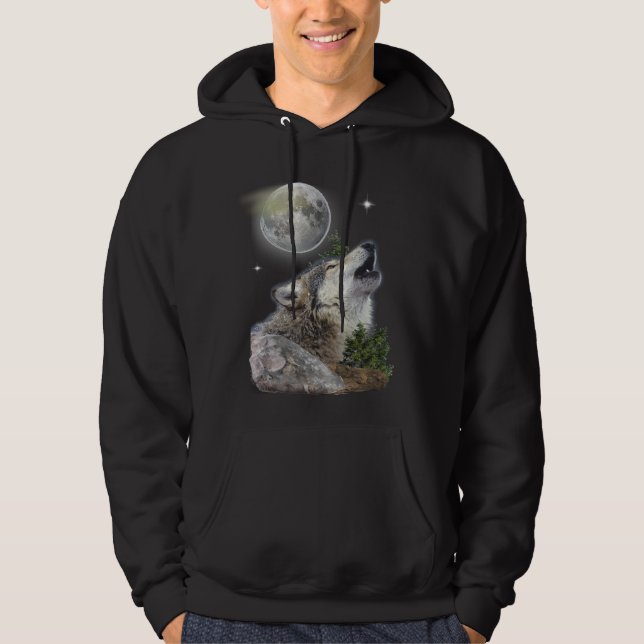 Wolf und Mond Hoodie (Vorderseite)