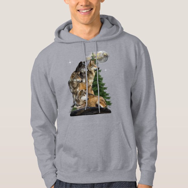 Wolf und Mond Hoodie (Vorderseite)