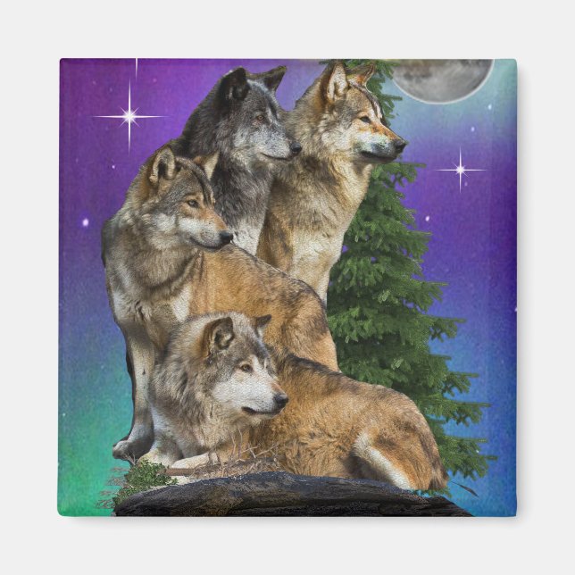 Wolf und Mond Magnet (Vorne)