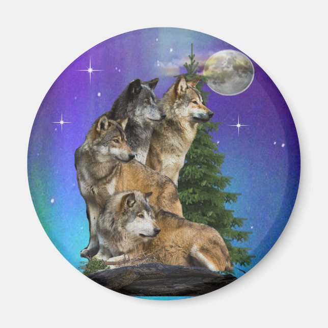 Wolf und Mond Magnet (Vorne)