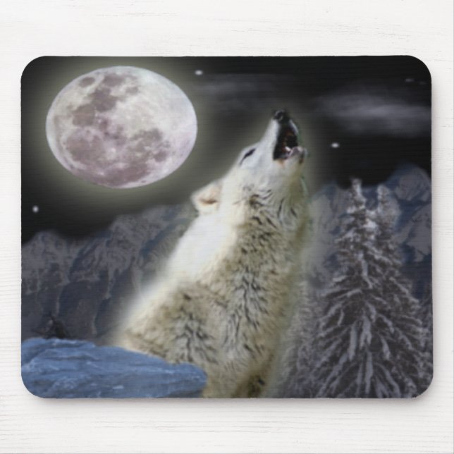 Wolf und Mond Mousepad (Vorne)