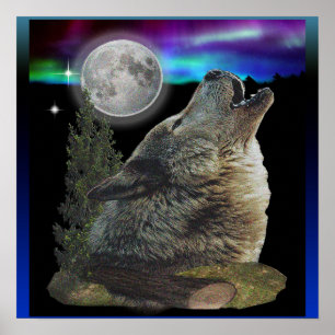 Wolf und Mond Poster