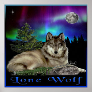 Wolf und Mond Poster