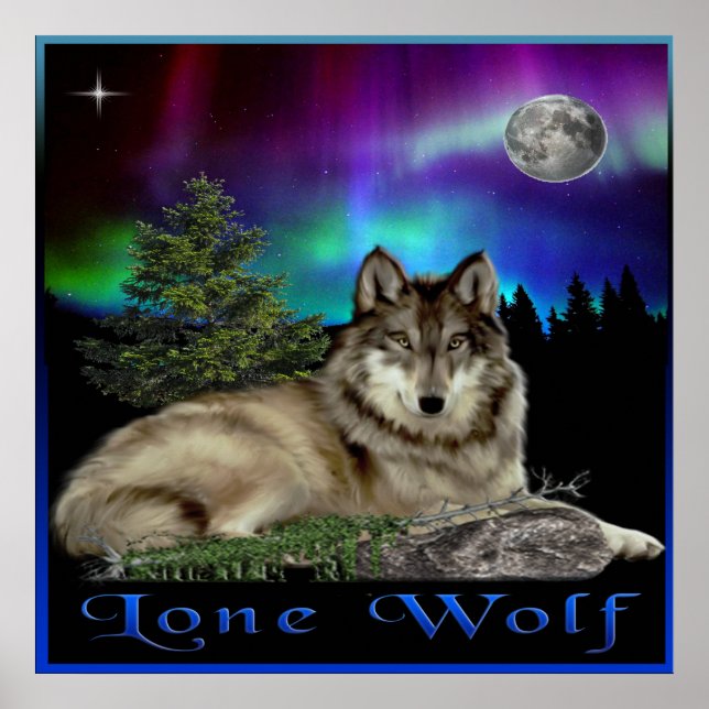 Wolf und Mond Poster (Vorne)