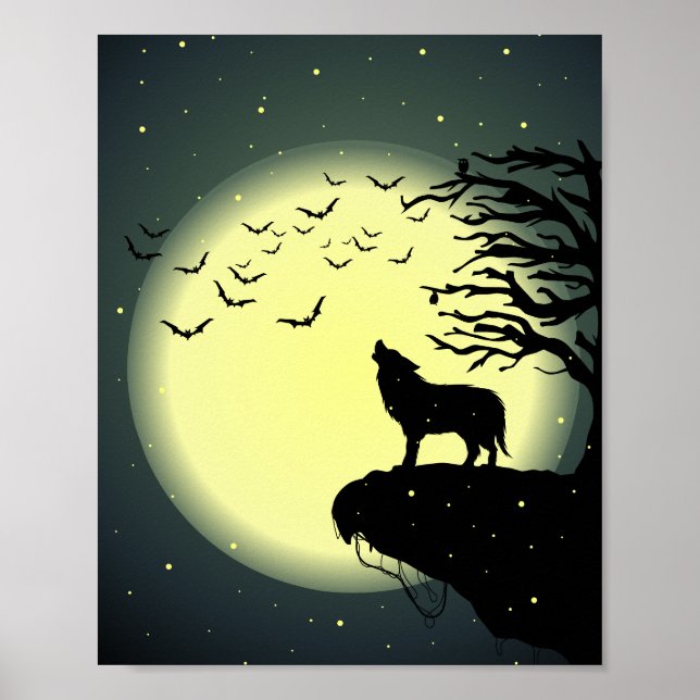 Wolf und Mond Poster (Vorne)