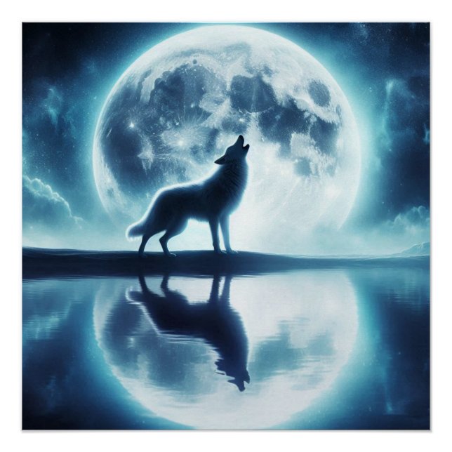 Wolf und Mond Poster (Vorderseite)