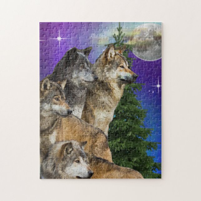 Wolf und Mond Puzzle (Vertikal)