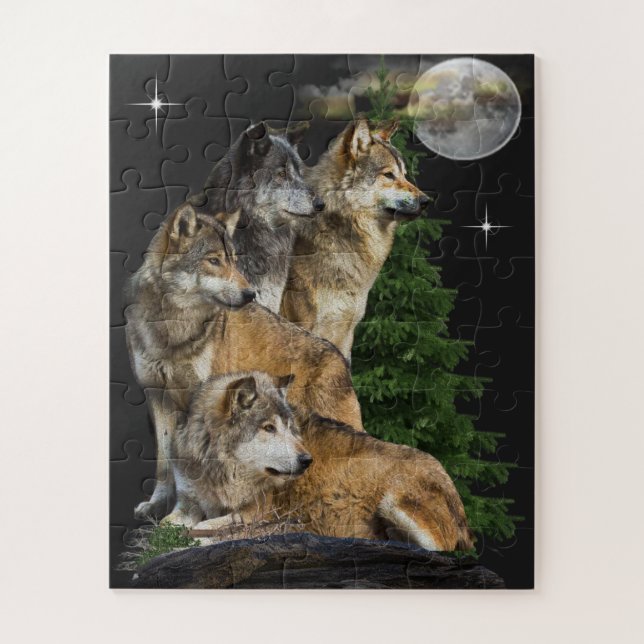 Wolf und Mond Puzzle (Vertikal)