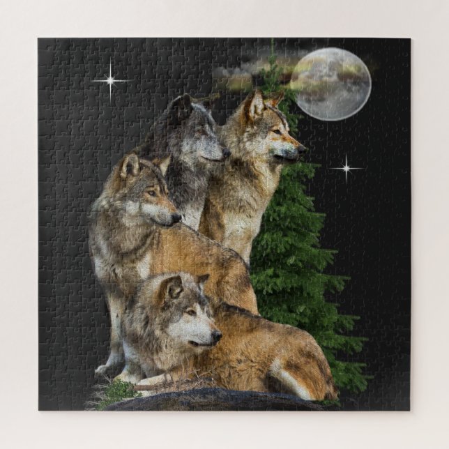 Wolf und Mond Puzzle (Vertikal)