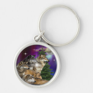 Wolf und Mond Schlüsselanhänger