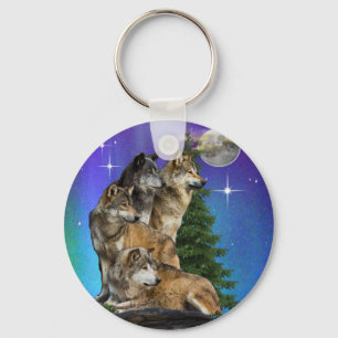 Wolf und Mond Schlüsselanhänger