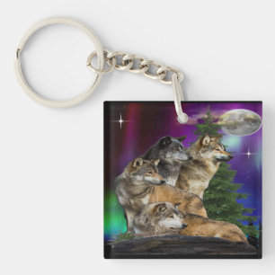 Wolf und Mond Schlüsselanhänger