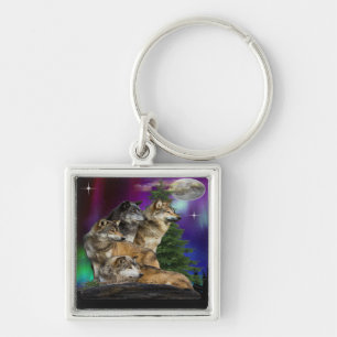 Wolf und Mond Schlüsselanhänger
