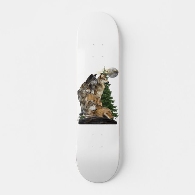Wolf und Mond Skateboard (Vorne)