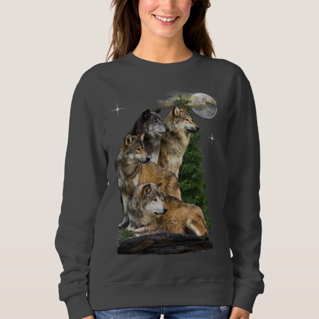 Wolf und Mond Sweatshirt (Vorderseite)