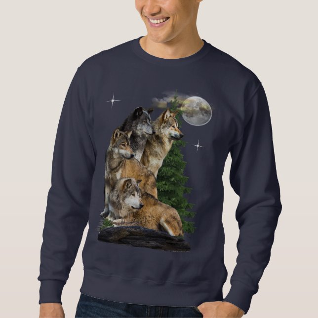 Wolf und Mond Sweatshirt (Vorderseite)