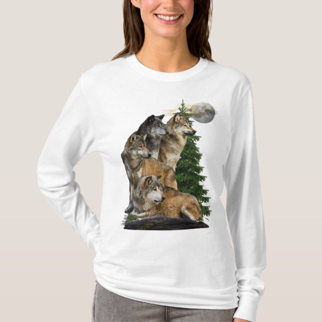 Wolf und Mond T-Shirt (Vorderseite)