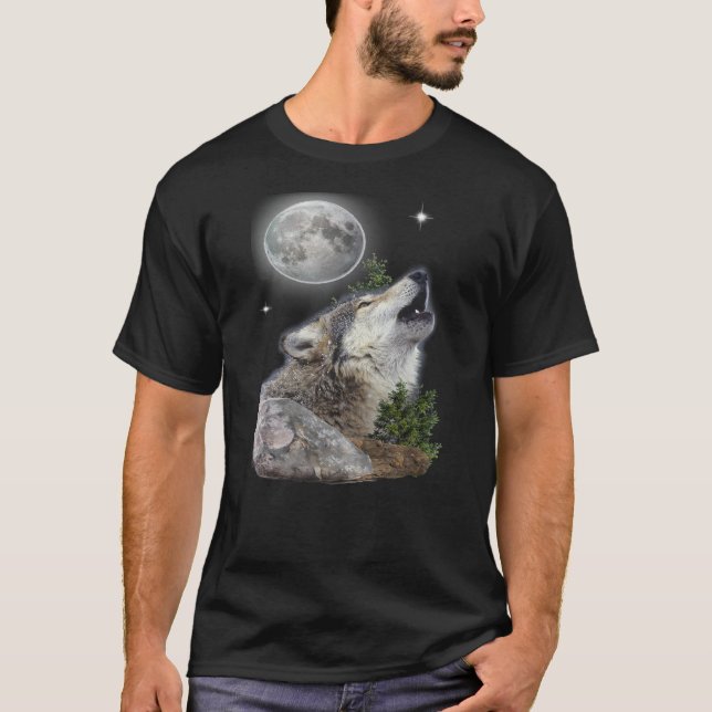 Wolf und Mond T-Shirt (Vorderseite)
