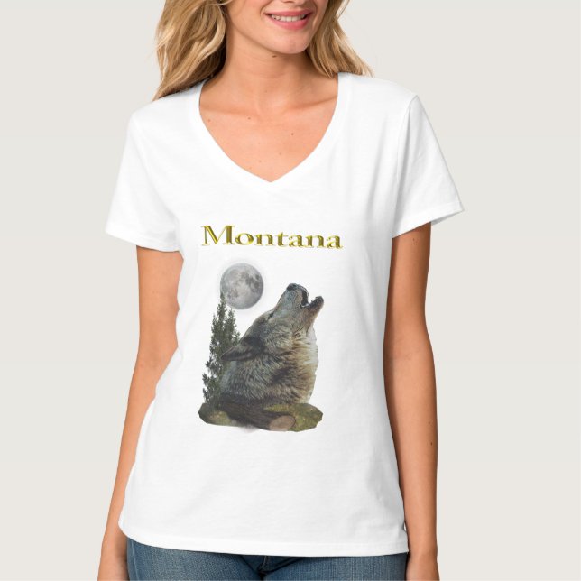 Wolf und Mond T-Shirt (Vorderseite)
