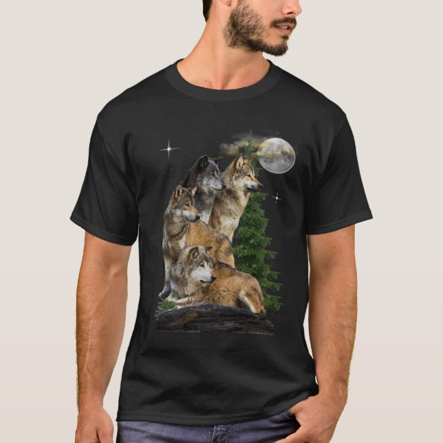 Wolf und Mond T-Shirt (Vorderseite)