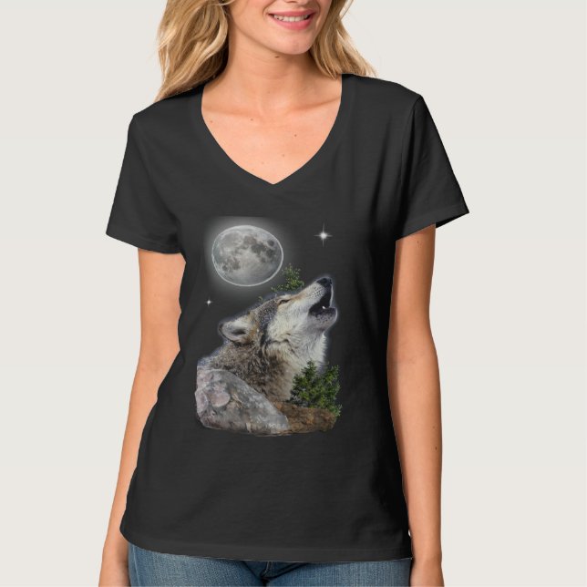 Wolf und Mond T - Shirt (Vorderseite)