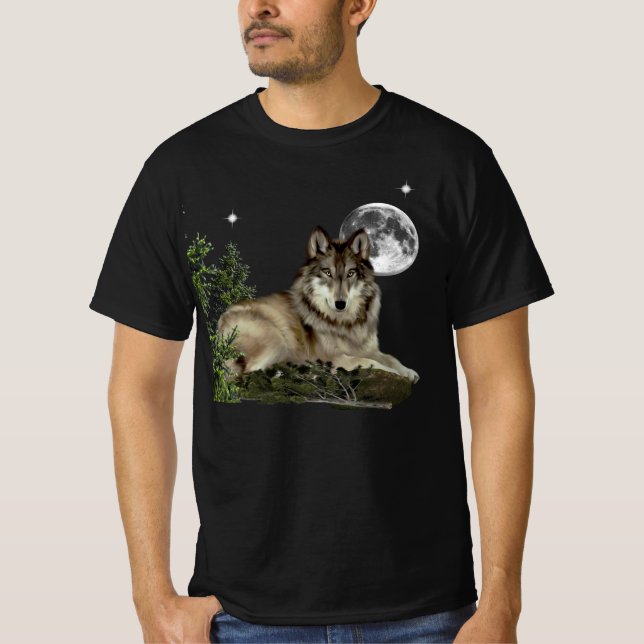 Wolf und Mond T-Shirt (Vorderseite)