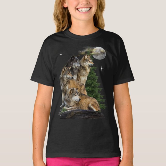 Wolf und Mond T-Shirt (Vorderseite)