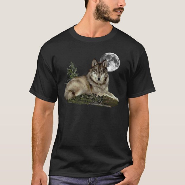 Wolf und Mond T-Shirt (Vorderseite)