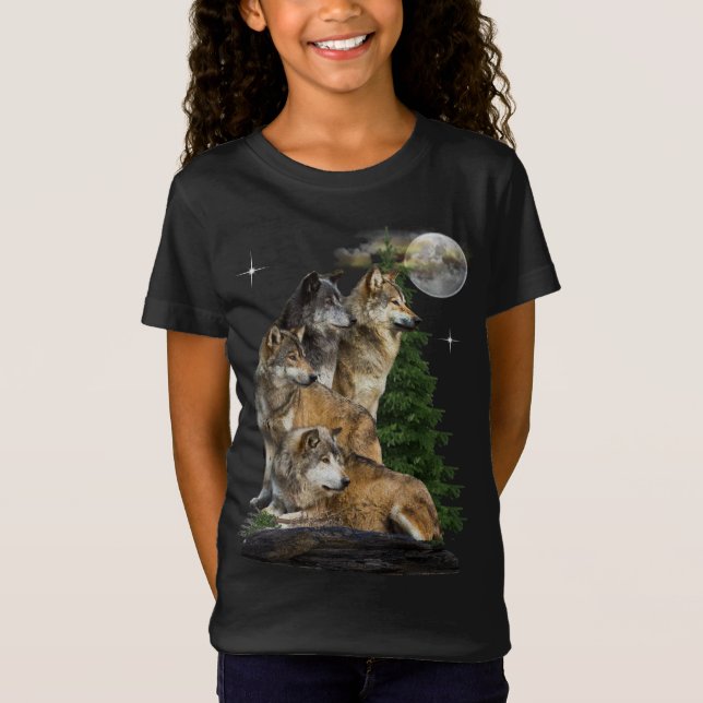 Wolf und Mond T-Shirt (Vorderseite)