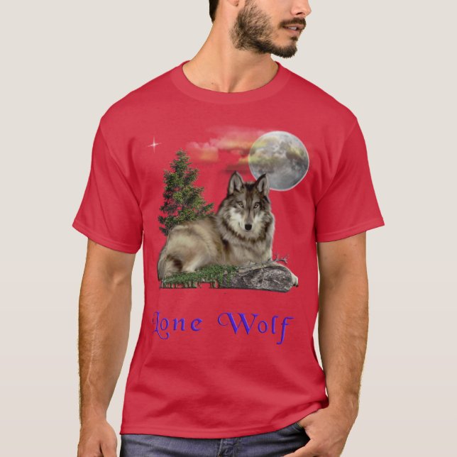 Wolf und Mond T-Shirt (Vorderseite)