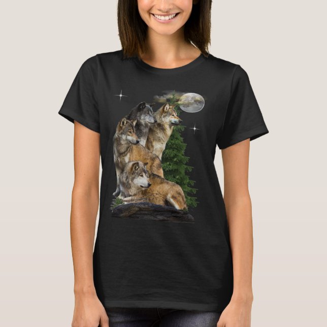 Wolf und Mond T-Shirt (Vorderseite)