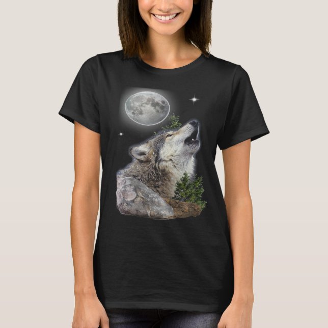 Wolf und Mond T-Shirt (Vorderseite)