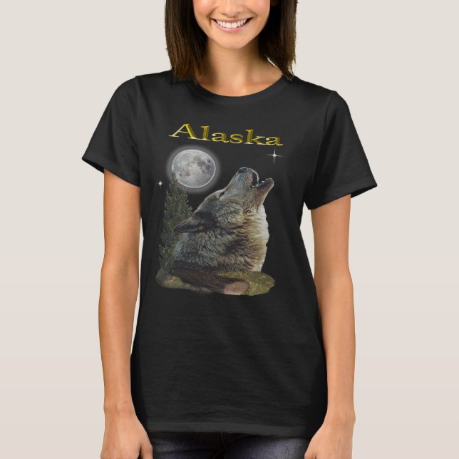 Wolf und Mond T-Shirt (Vorderseite)