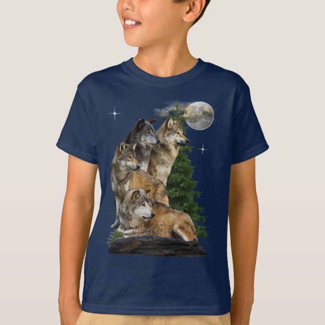 Wolf und Mond T-Shirt (Vorderseite)