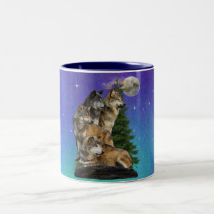 Wolf und Mond Zweifarbige Tasse