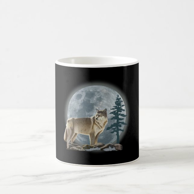 Wolf- und Mondentwurf für Kaffeetasse (Mittel)