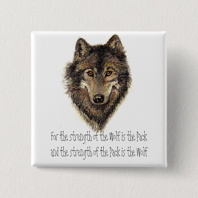 Wolf- und Packquote - Tiersammlung Button (Vorderseite)