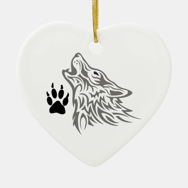 WOLF UND PATIENTDRUCK KERAMIK ORNAMENT (Vorne)