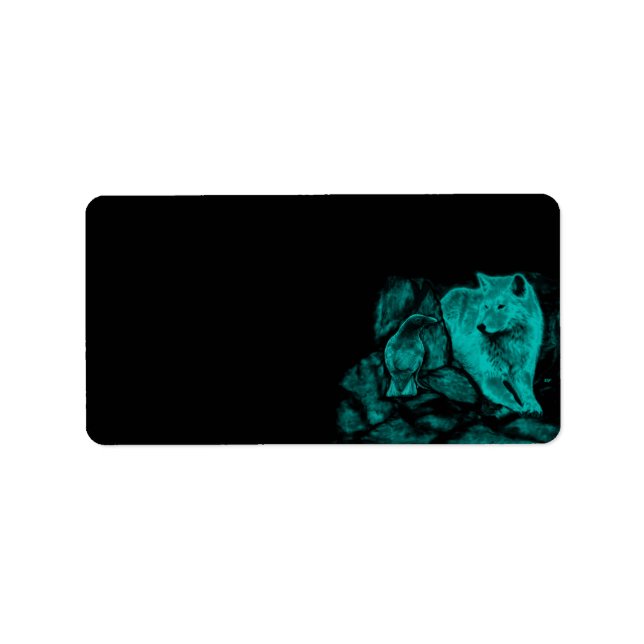 Wolf und Raven in der Nacht Adressaufkleber (Vorne)