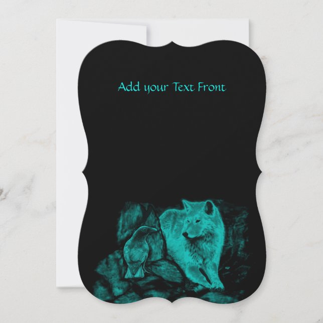 Wolf und Raven in der Nacht Einladung (Vorderseite)