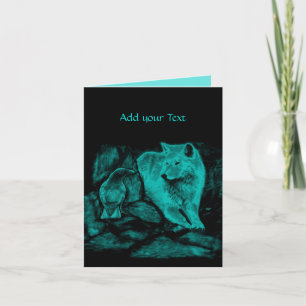 Wolf und Raven in der Nacht Einladung