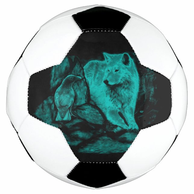 Wolf und Raven in der Nacht Fußball (Vorderseite)