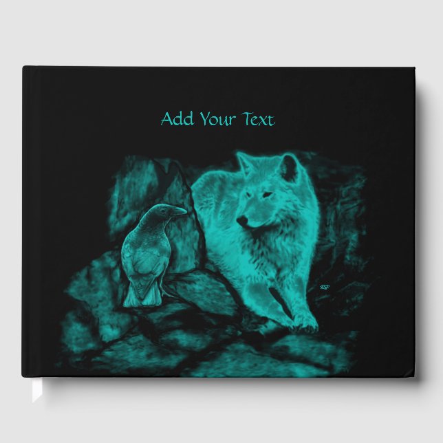 Wolf und Raven in der Nacht Gästebuch (Vorderseite)