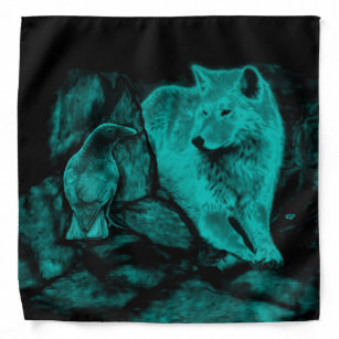 Wolf und Raven in der Nacht Halstuch